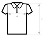 Orientierungsgrafik für Maß A und B am Polo-Shirt